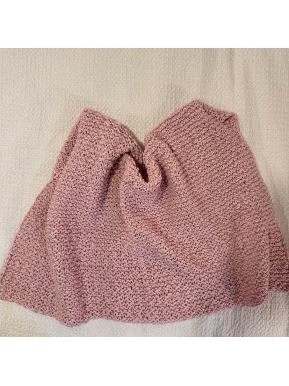 New Hand Knit Pink Eco Organic Cotton Baby Girl Blanket
